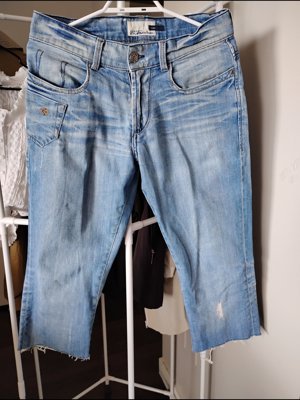 ENERGIE Style Clash Woman  Light Blue Cropped Ankle Jeans With Patch Logo Pocket